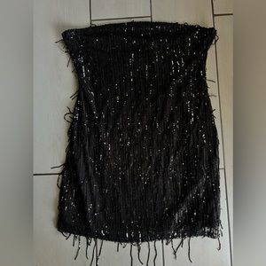 Wild fable pewter gray fringe sequin mini dress
